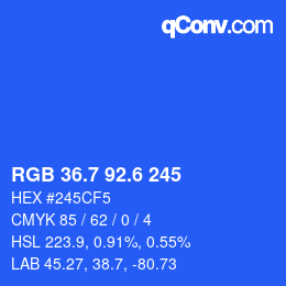 カラーコード: RGB 36.7 92.6 245 | qconv.com