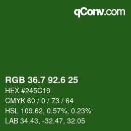 カラーコード: RGB 36.7 92.6 25 | qconv.com