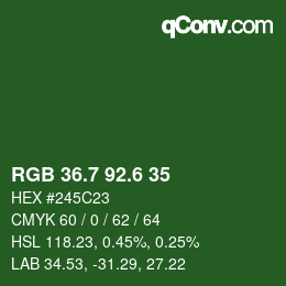 カラーコード: RGB 36.7 92.6 35 | qconv.com