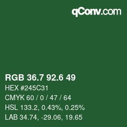カラーコード: RGB 36.7 92.6 49 | qconv.com