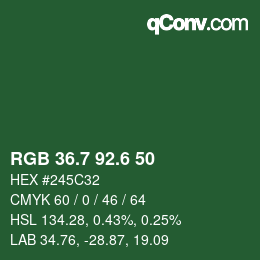 カラーコード: RGB 36.7 92.6 50 | qconv.com
