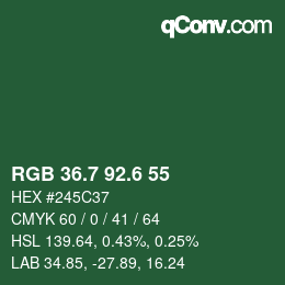 カラーコード: RGB 36.7 92.6 55 | qconv.com