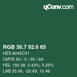 カラーコード: RGB 36.7 92.6 65 | qconv.com