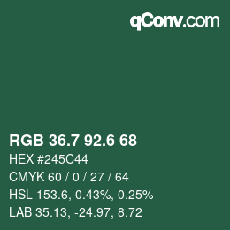 カラーコード: RGB 36.7 92.6 68 | qconv.com