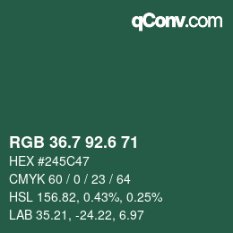 カラーコード: RGB 36.7 92.6 71 | qconv.com