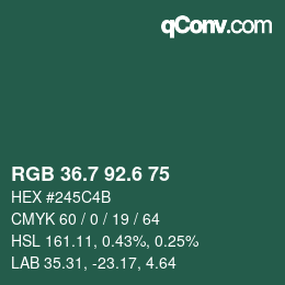 カラーコード: RGB 36.7 92.6 75 | qconv.com