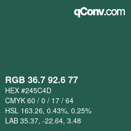 カラーコード: RGB 36.7 92.6 77 | qconv.com