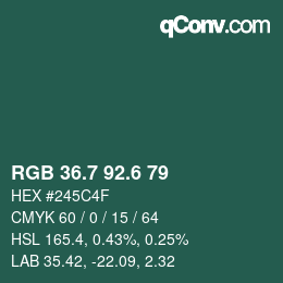 カラーコード: RGB 36.7 92.6 79 | qconv.com