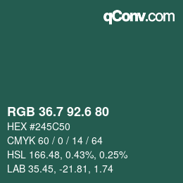 カラーコード: RGB 36.7 92.6 80 | qconv.com