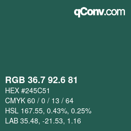 カラーコード: RGB 36.7 92.6 81 | qconv.com