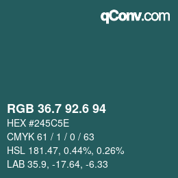 カラーコード: RGB 36.7 92.6 94 | qconv.com