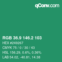 カラーコード: RGB 36.9 146.2 103 | qconv.com