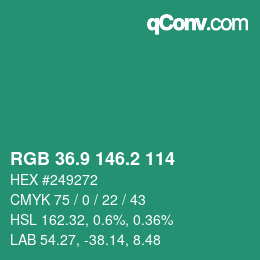 カラーコード: RGB 36.9 146.2 114 | qconv.com