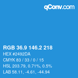 Farbcode: RGB 36.9 146.2 218 | qconv.com