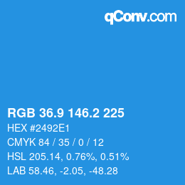 Color code: RGB 36.9 146.2 225 | qconv.com