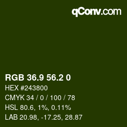 カラーコード: RGB 36.9 56.2 0 | qconv.com