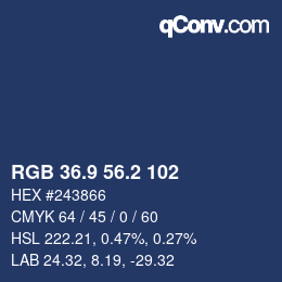 Color code: RGB 36.9 56.2 102 | qconv.com