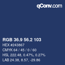 Color code: RGB 36.9 56.2 103 | qconv.com