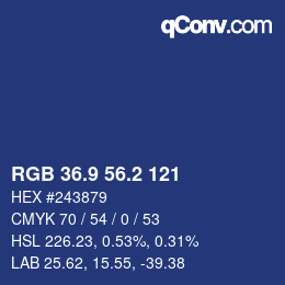 Color code: RGB 36.9 56.2 121 | qconv.com