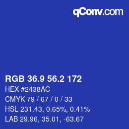 カラーコード: RGB 36.9 56.2 172 | qconv.com