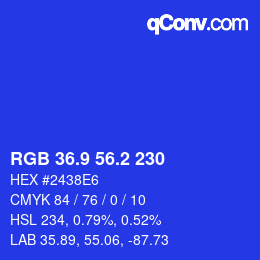 カラーコード: RGB 36.9 56.2 230 | qconv.com