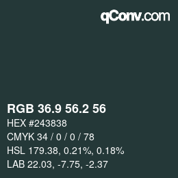 Color code: RGB 36.9 56.2 56 | qconv.com