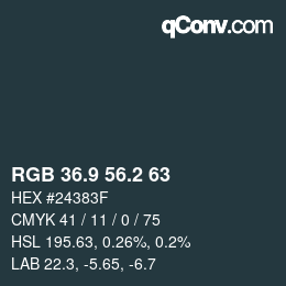 カラーコード: RGB 36.9 56.2 63 | qconv.com