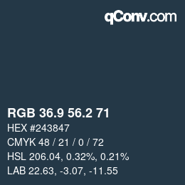 Color code: RGB 36.9 56.2 71 | qconv.com