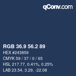 Color code: RGB 36.9 56.2 89 | qconv.com