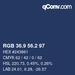 Color code: RGB 36.9 56.2 97 | qconv.com
