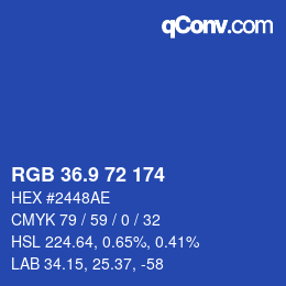 カラーコード: RGB 36.9 72 174 | qconv.com