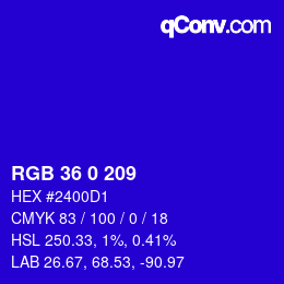 Color code: RGB 36 0 209 | qconv.com