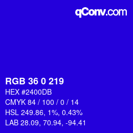 Color code: RGB 36 0 219 | qconv.com