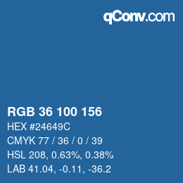 Color code: RGB 36 100 156 | qconv.com