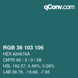 Color code: RGB 36 103 106 | qconv.com