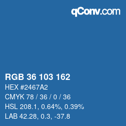 カラーコード: RGB 36 103 162 | qconv.com