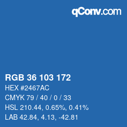 Color code: RGB 36 103 172 | qconv.com
