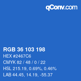 Color code: RGB 36 103 198 | qconv.com