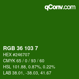 Color code: RGB 36 103 7 | qconv.com