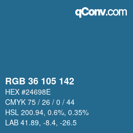 Color code: RGB 36 105 142 | qconv.com