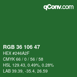 Color code: RGB 36 106 47 | qconv.com