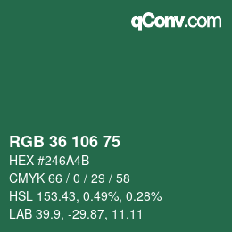 Color code: RGB 36 106 75 | qconv.com