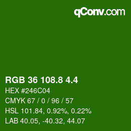 カラーコード: RGB 36 108.8 4.4 | qconv.com