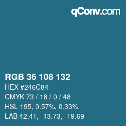 Color code: RGB 36 108 132 | qconv.com