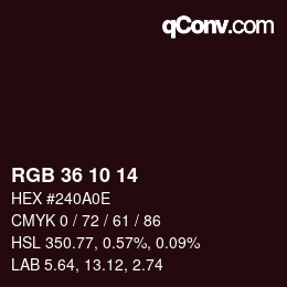 Color code: RGB 36 10 14 | qconv.com