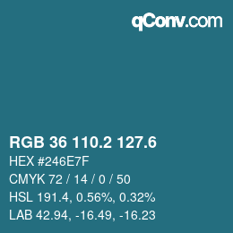 カラーコード: RGB 36 110.2 127.6 | qconv.com