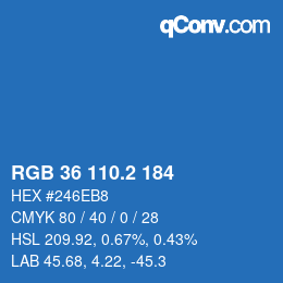 Color code: RGB 36 110.2 184 | qconv.com