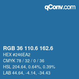 カラーコード: RGB 36 110.6 162.6 | qconv.com