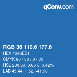 カラーコード: RGB 36 110.6 177.6 | qconv.com