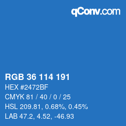 Color code: RGB 36 114 191 | qconv.com